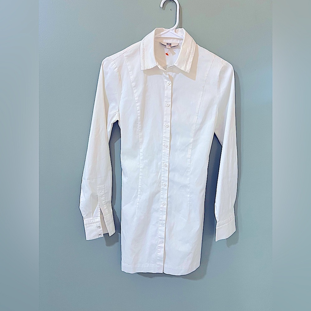 Etcetera timeless classic tunic blouse tie back ivory color size 2